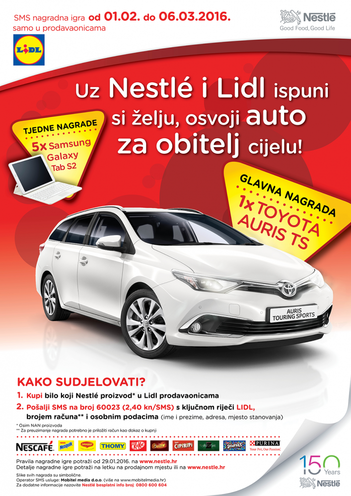 Uz Nestlé i Lidl ispuni si želju, osvoji auto za obitelj cijelu!